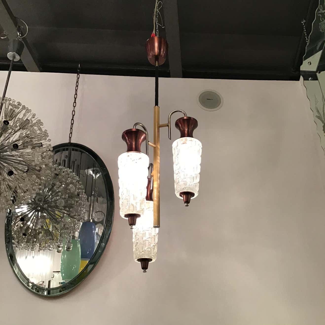 Sciolari Chandelier Metal Crome Glass Metal 1955 Italy photo Lighting