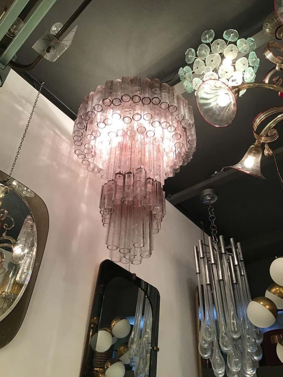 Venini Chandelier “Calza” Ludovico Diaz De Santillana Murano Glass, 1970, Italy photo vintage