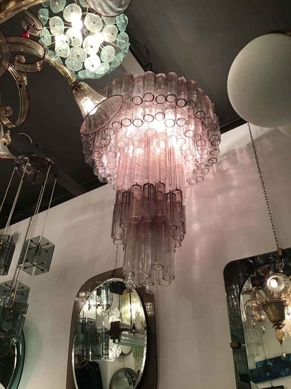 photo for sale Venini Chandelier “Calza” Ludovico Diaz De Santillana Murano Glass, 1970, Italy