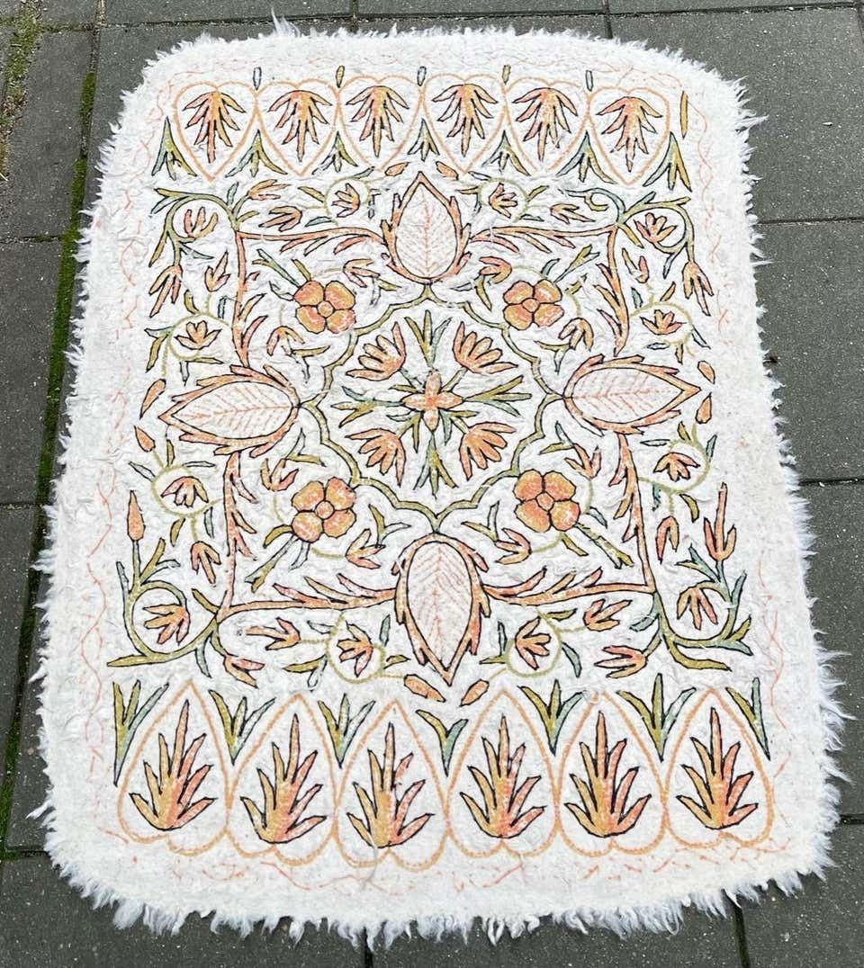 Vintage Handwoven Ivory Berber Rug Or Runner In The Style Of Elsa Gullberg photo for sale