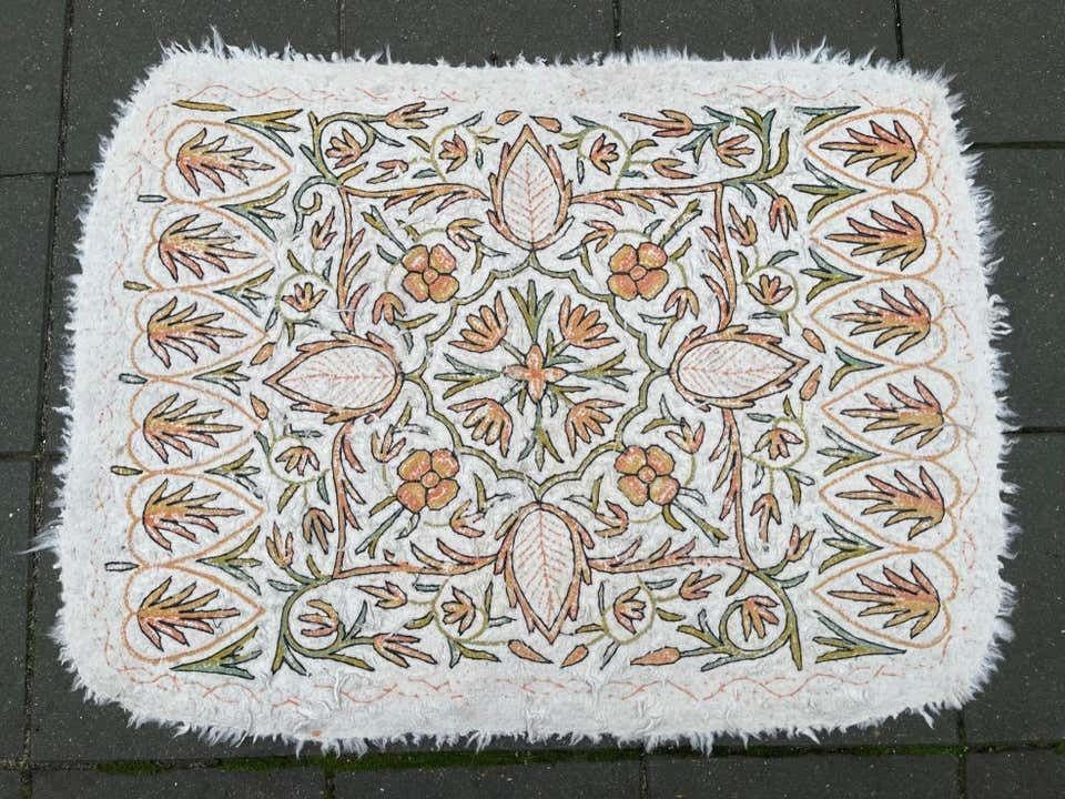 Vintage Handwoven Ivory Berber Rug Or Runner In The Style Of Elsa Gullberg photo Textiles