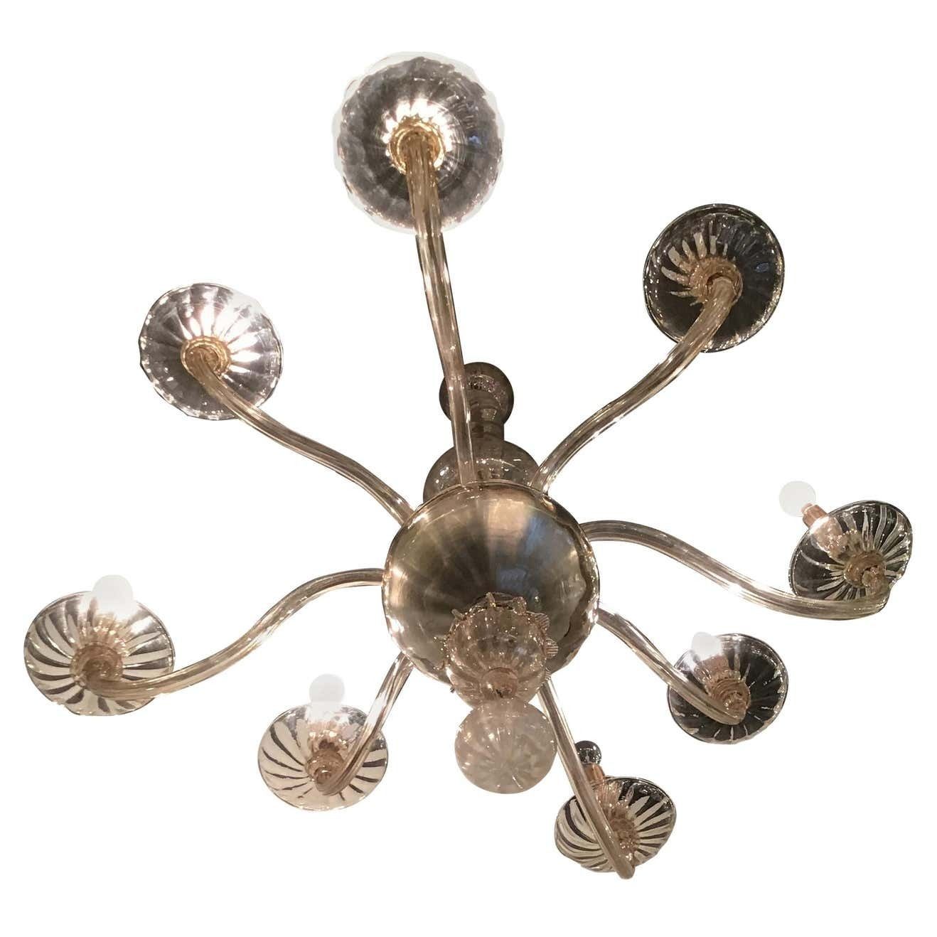 Venini Chandelier 8 Lights Murano Glass, 1940, Italy