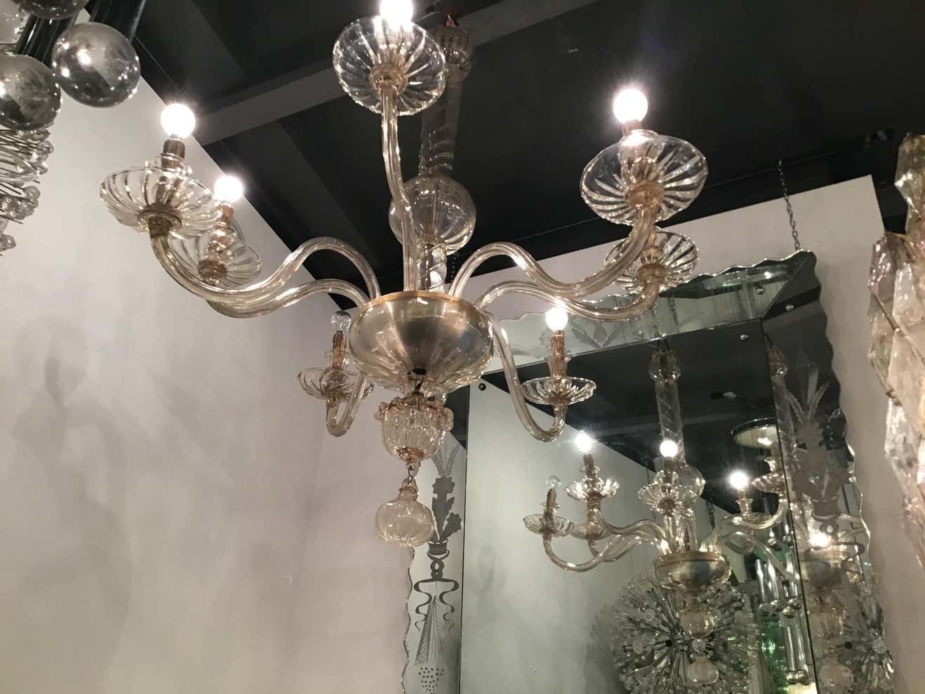 photo furniture Venini Chandelier 8 Lights Murano Glass, 1940, Italy