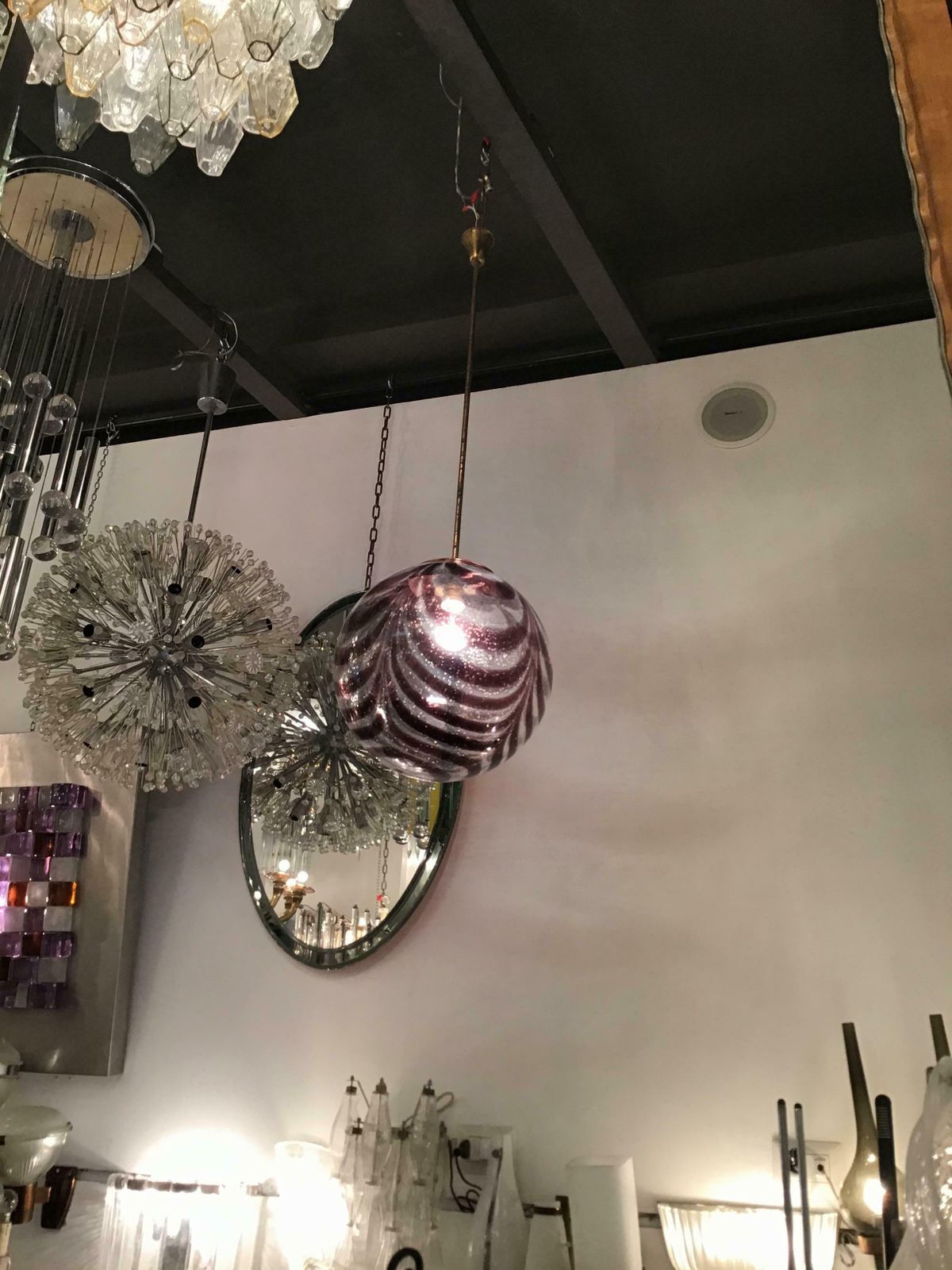 photo vintage Venini Chandelier Murano Glass Metal Brass1960 Italy