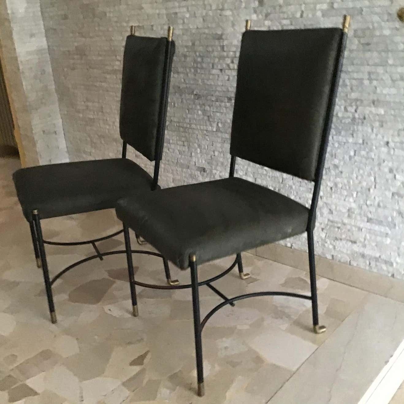 Luigi Caccia Dominioni B 3chair/Armchairs Brass Iron Fabric Padding, 1950 Italy photo vinterior