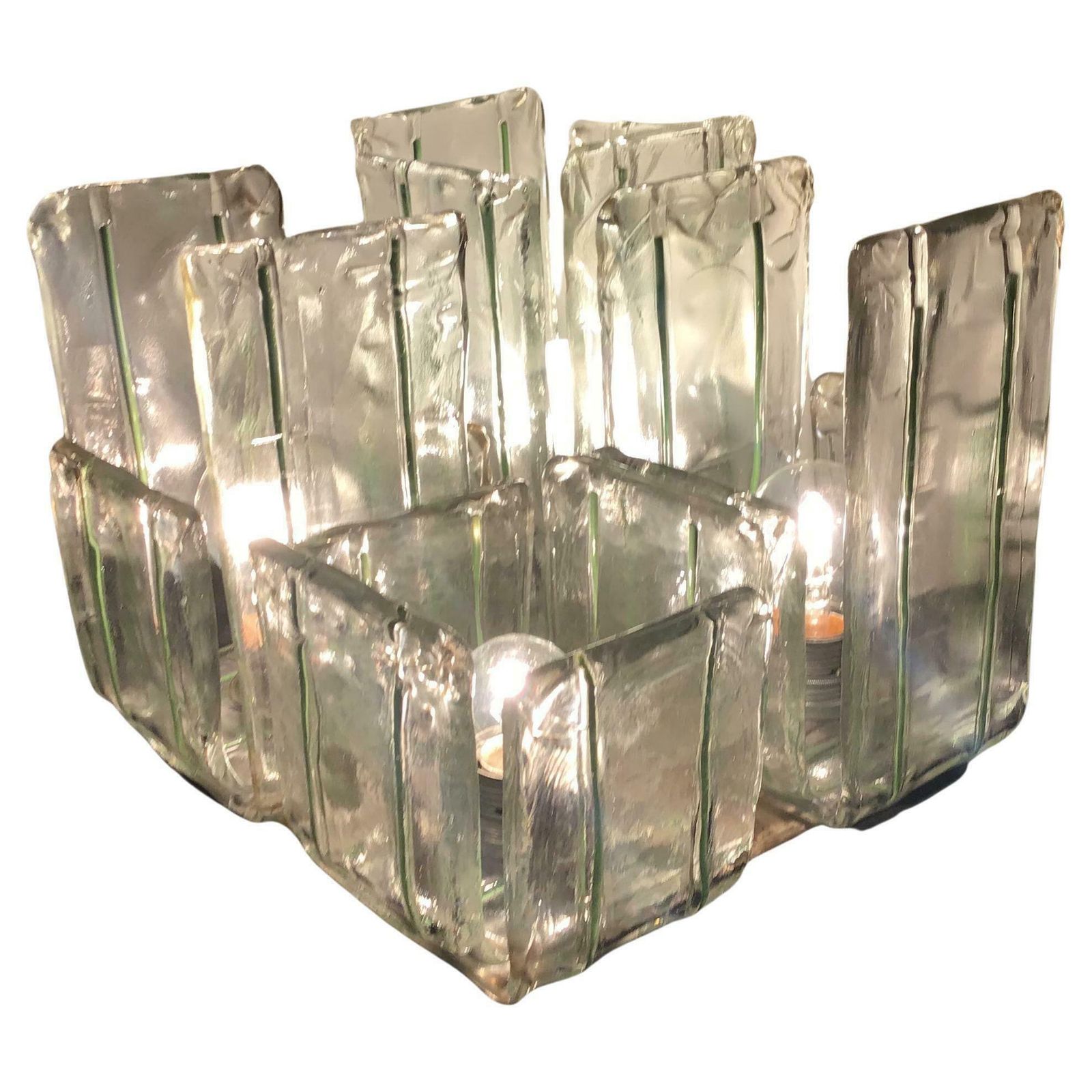 Mazzega Ceilling Light/Table Lamp Murano Glass Metal Crome, 1965, Italy