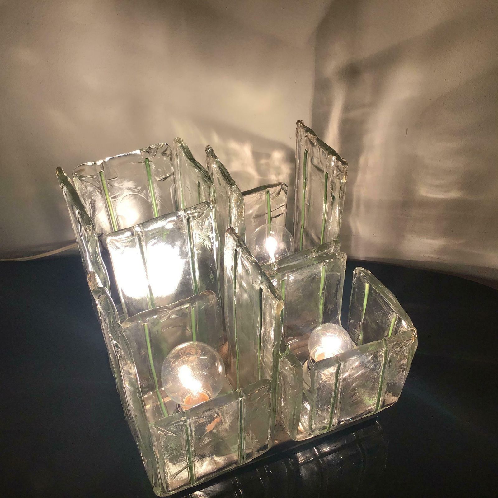 Mazzega Ceilling Light/Table Lamp Murano Glass Metal Crome, 1965, Italy photo 2264.0