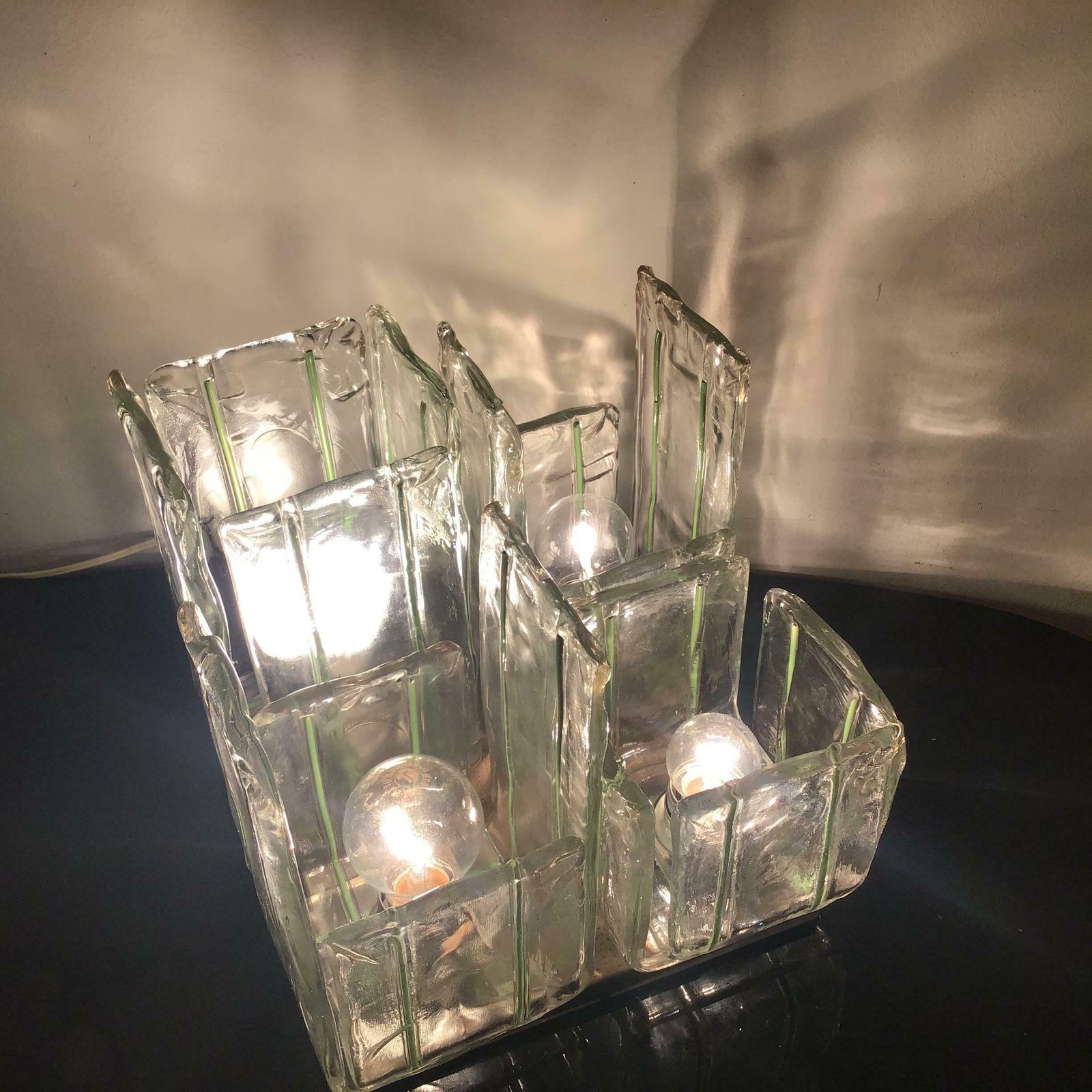 Mazzega Ceilling Light/Table Lamp Murano Glass Metal Crome, 1965, Italy photo vinterior