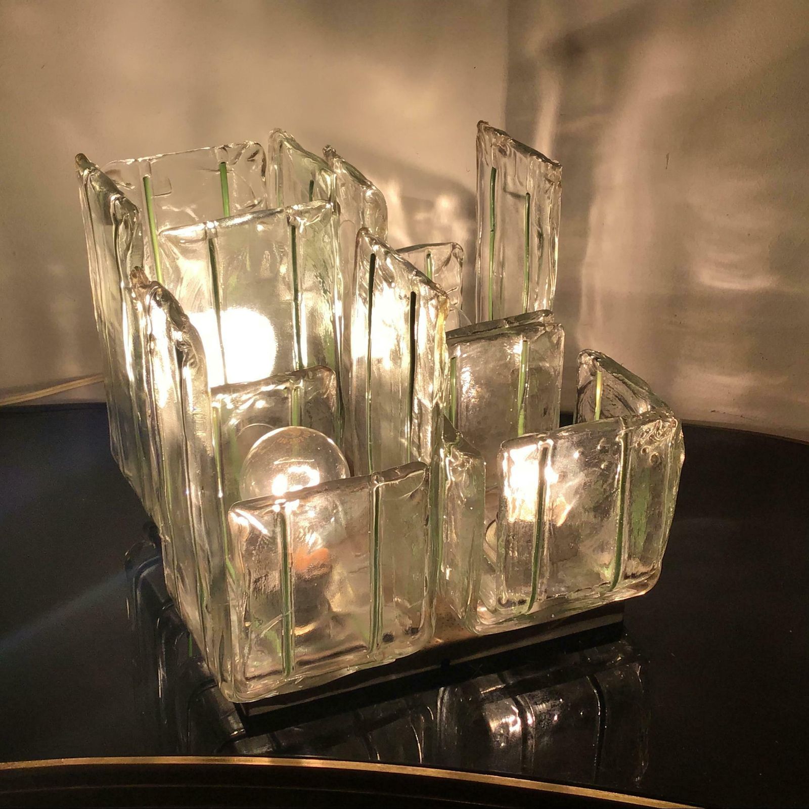 photo for sale Mazzega Ceilling Light/Table Lamp Murano Glass Metal Crome, 1965, Italy