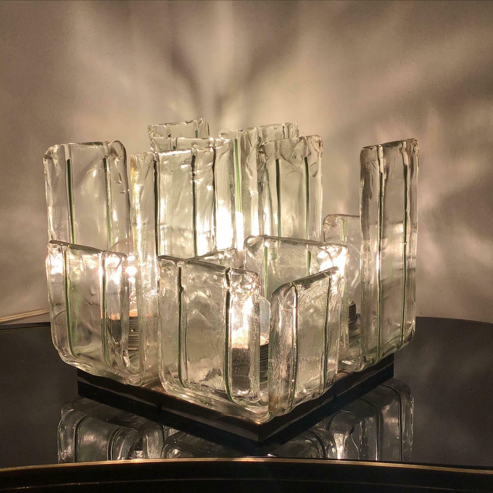 photo buy Mazzega Ceilling Light/Table Lamp Murano Glass Metal Crome, 1965, Italy