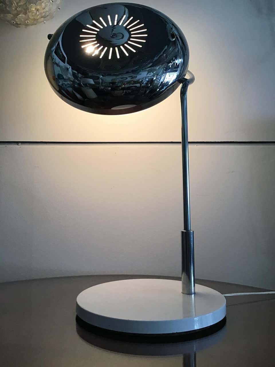 Reggiani Exclusive Table Lamp Metal Crome Iron Plexiglass, 1967, Italy photo 2536.0