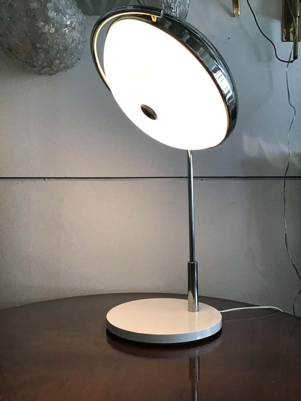 Reggiani Exclusive Table Lamp Metal Crome Iron Plexiglass, 1967, Italy photo buy