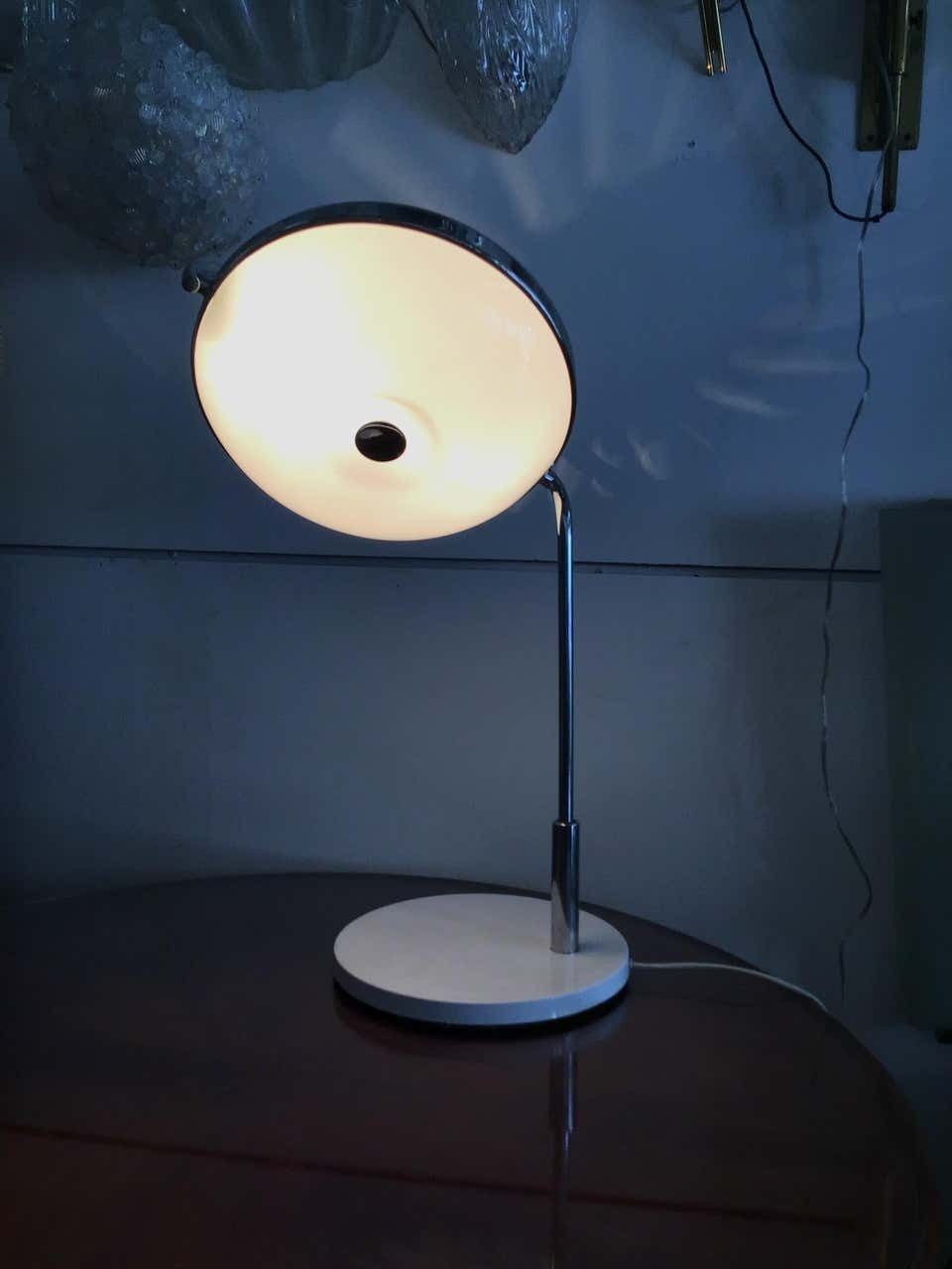 2536.0 Reggiani Exclusive Table Lamp Metal Crome Iron Plexiglass, 1967, Italy photo