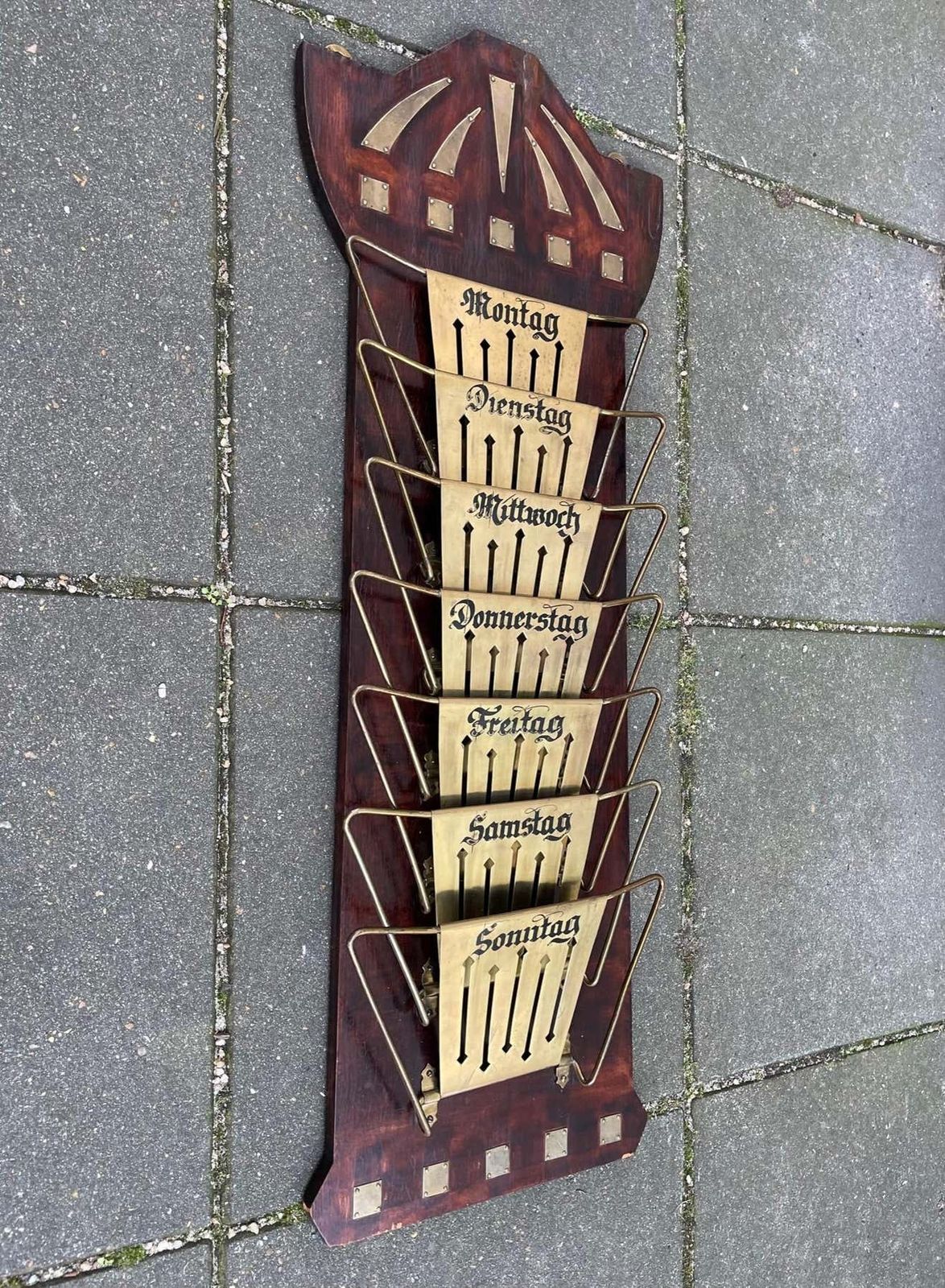 Art Deco Wall Mounted Magazine Rack In Mahogany & Brass, 1920s photo Home Decor
