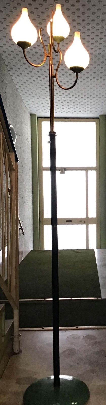 photo furniture Stilnovo Floor Lamp Tree Light Brass Metal Opaline Glass 1950 Italy