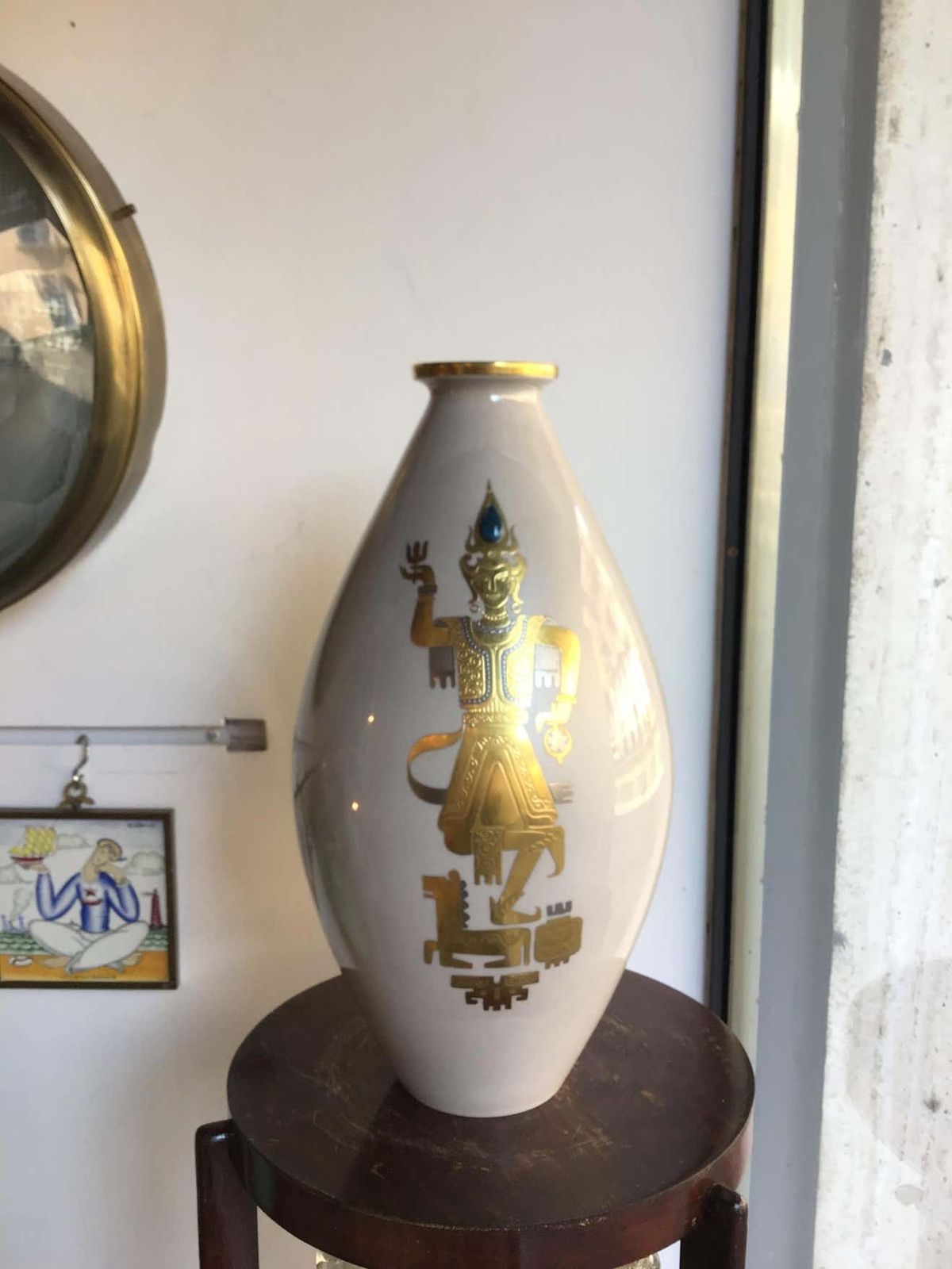 Finzi Vase 1950 Porcelain Gold, Italy photo buy