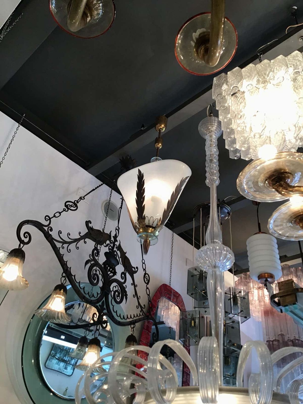 Gio’ Ponti Chandelier Brass Murano Pulegoso Glass, 1940, Italy photo Lighting