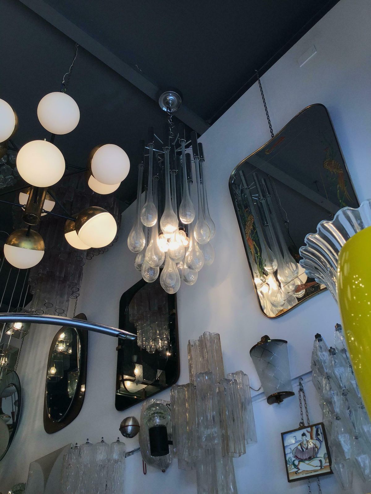 Venini Chandelier Murano Glass Metal Chrome, 1960, Italy photo for sale