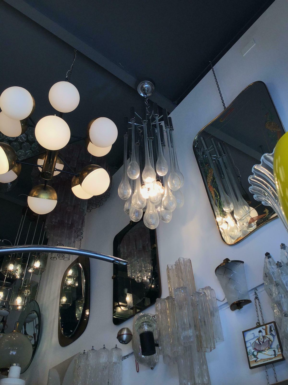 Venini Chandelier Murano Glass Metal Chrome, 1960, Italy photo Lighting