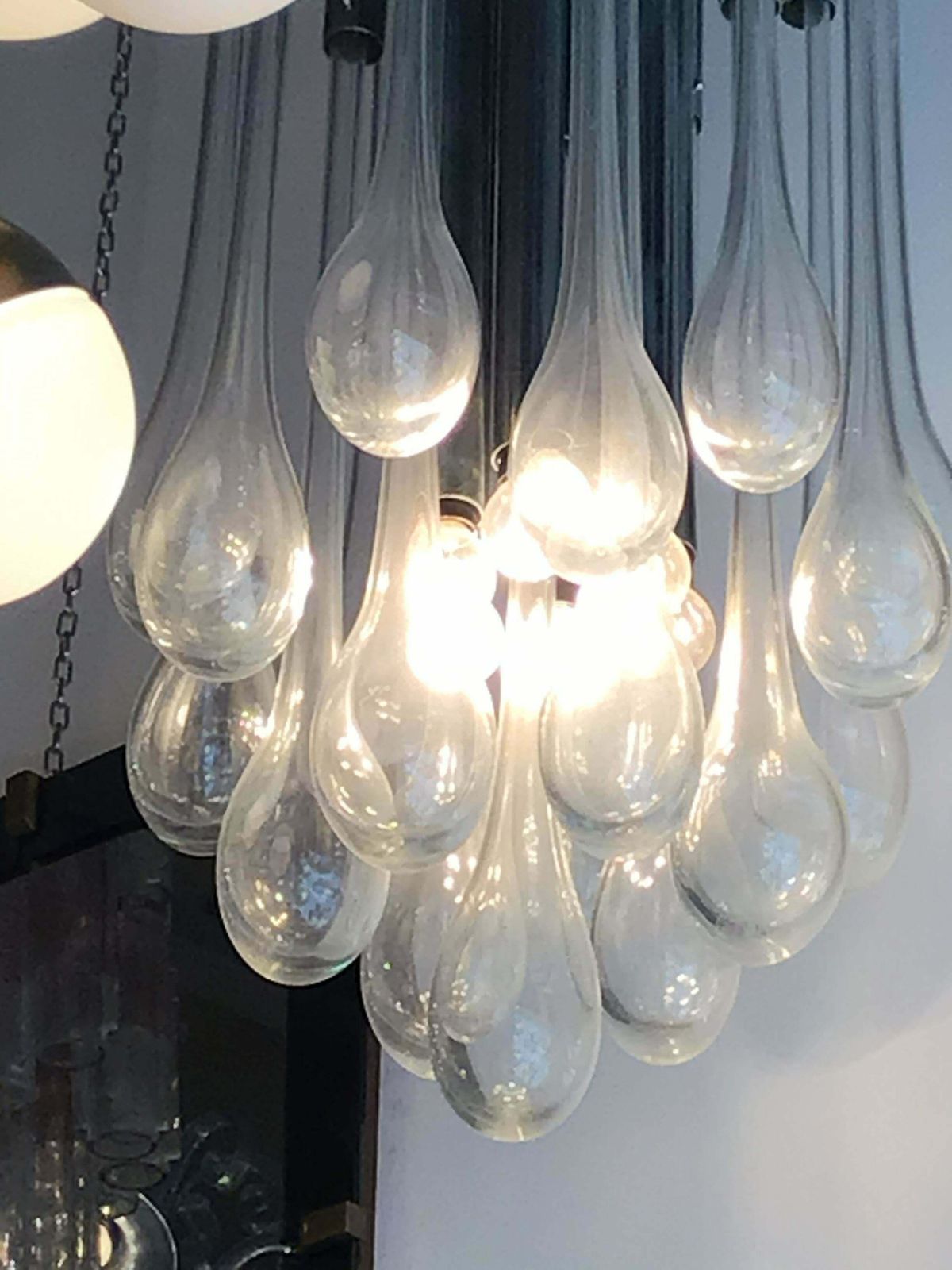 photo furniture Venini Chandelier Murano Glass Metal Chrome, 1960, Italy