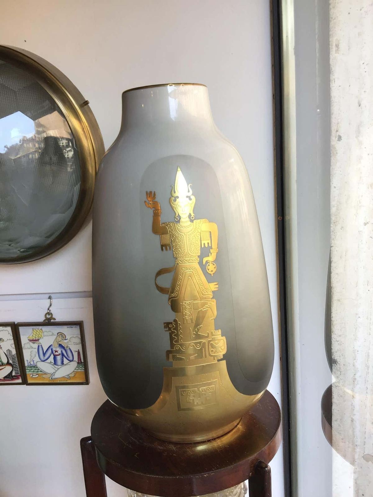 Finzi, Porcellani Vase 1950 Porcellan Gold, Italy photo for sale