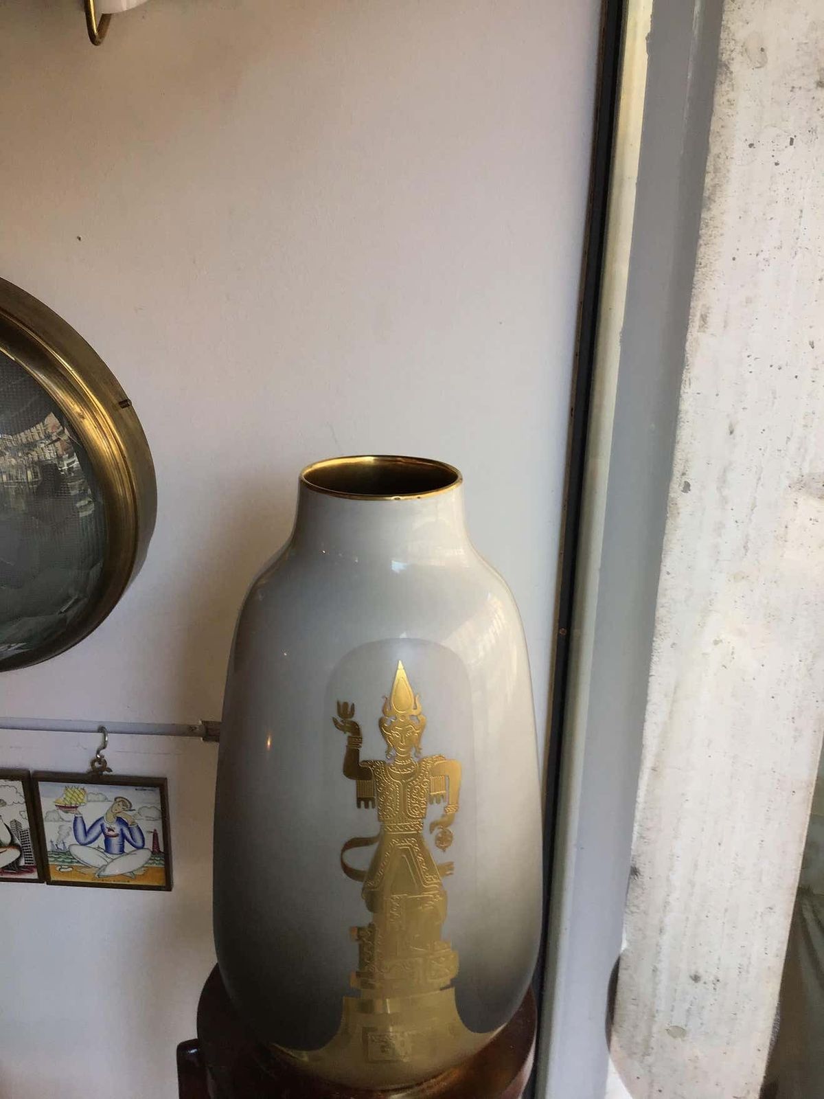 Finzi, Porcellani Vase 1950 Porcellan Gold, Italy photo 6793.0