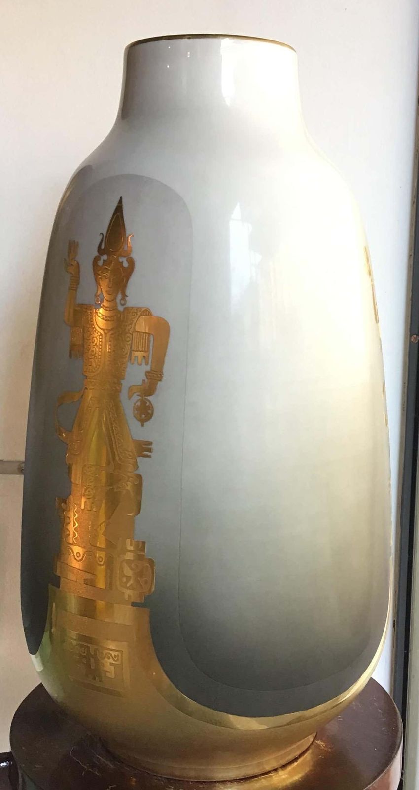 Finzi, Porcellani Vase 1950 Porcellan Gold, Italy photo vinterior