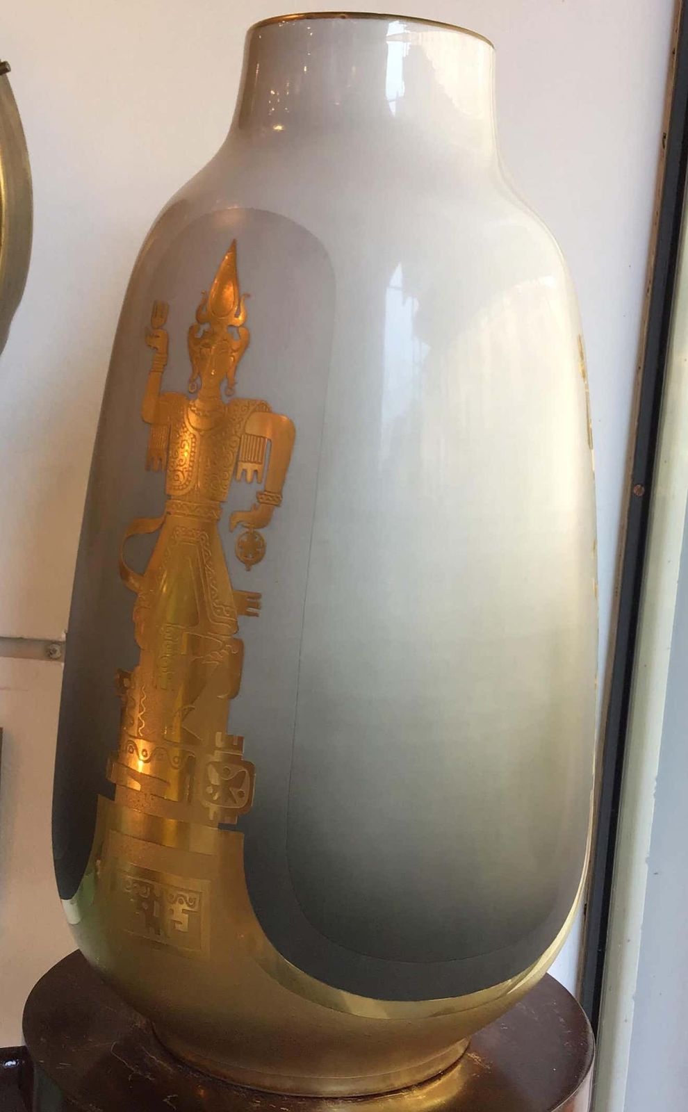 Finzi, Porcellani Vase 1950 Porcellan Gold, Italy photo vintage