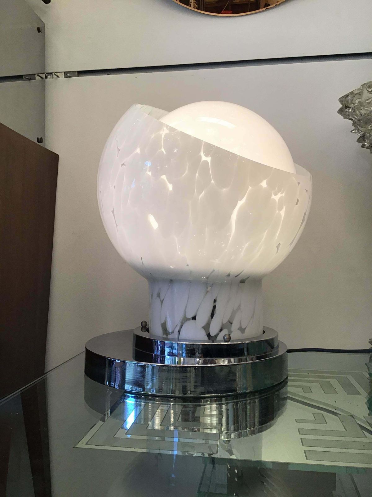 Mazzega Table Lamp Metal Crome Murano Glass 1965 Italy photo for sale