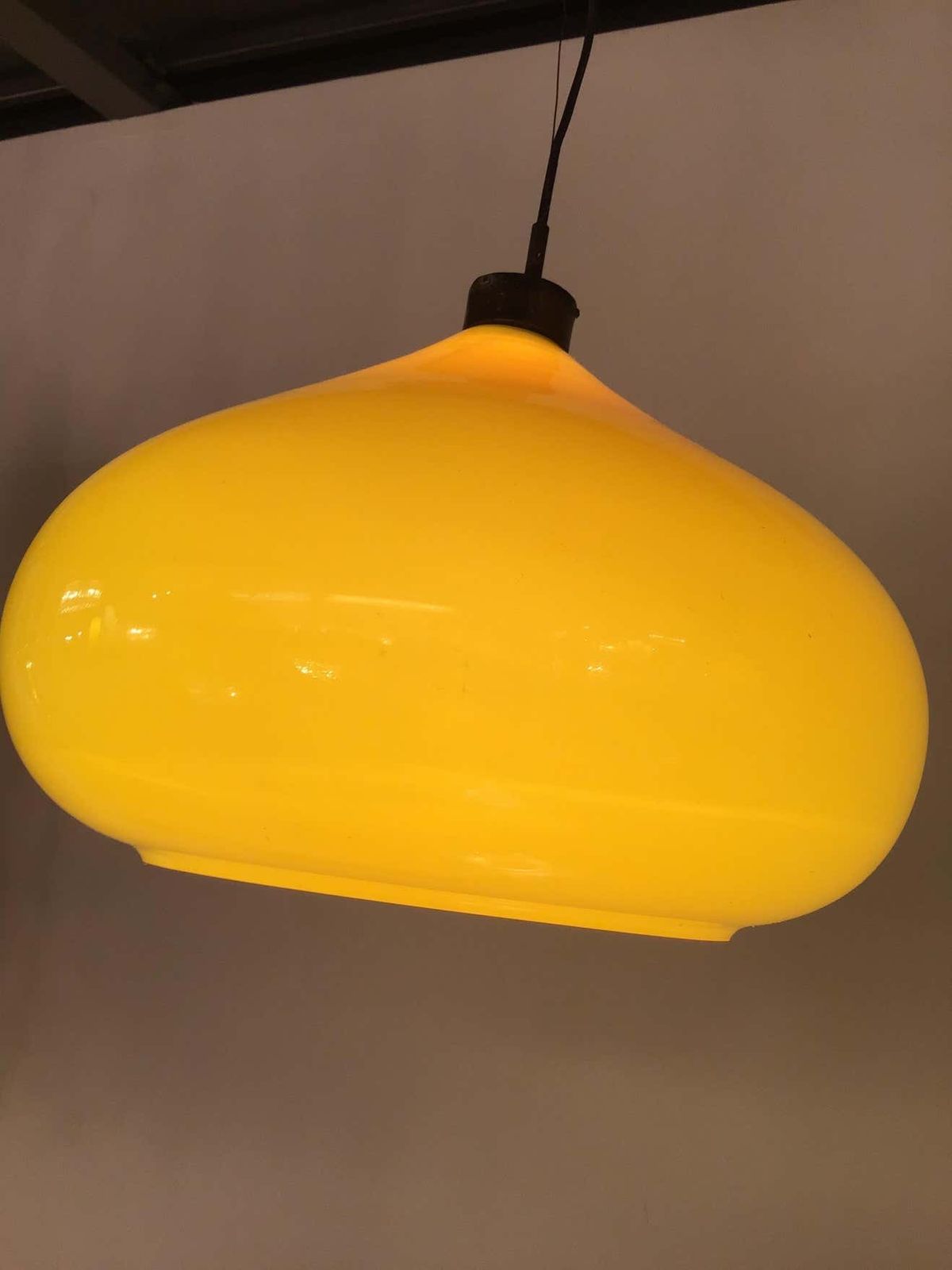 Vistosi Chandelier 1965 Brass Yellow Glass, Italy photo for sale