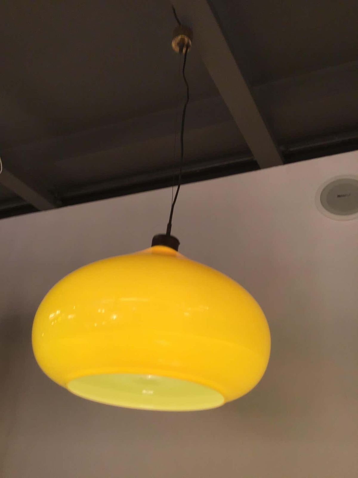 Vistosi Chandelier 1965 Brass Yellow Glass, Italy photo 1540.0