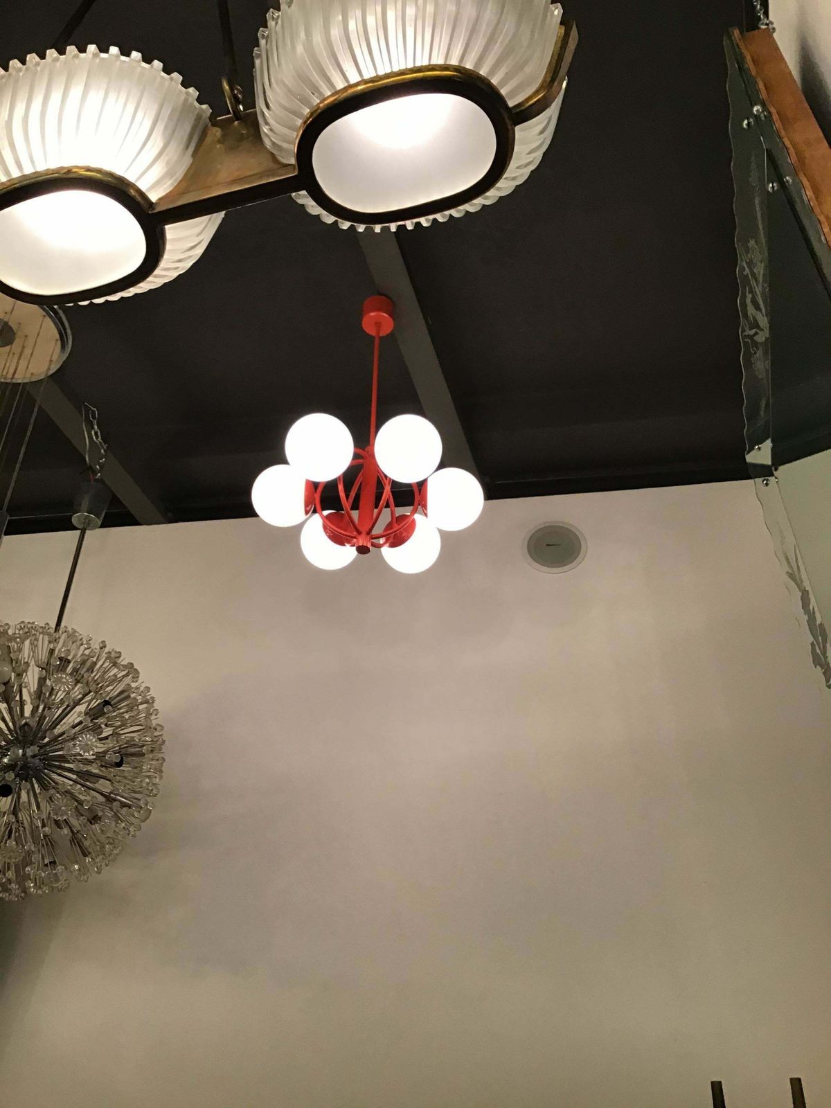Kaiser Leuchten Chandelier Opaline Glass Metal 1970, Germany photo Lighting