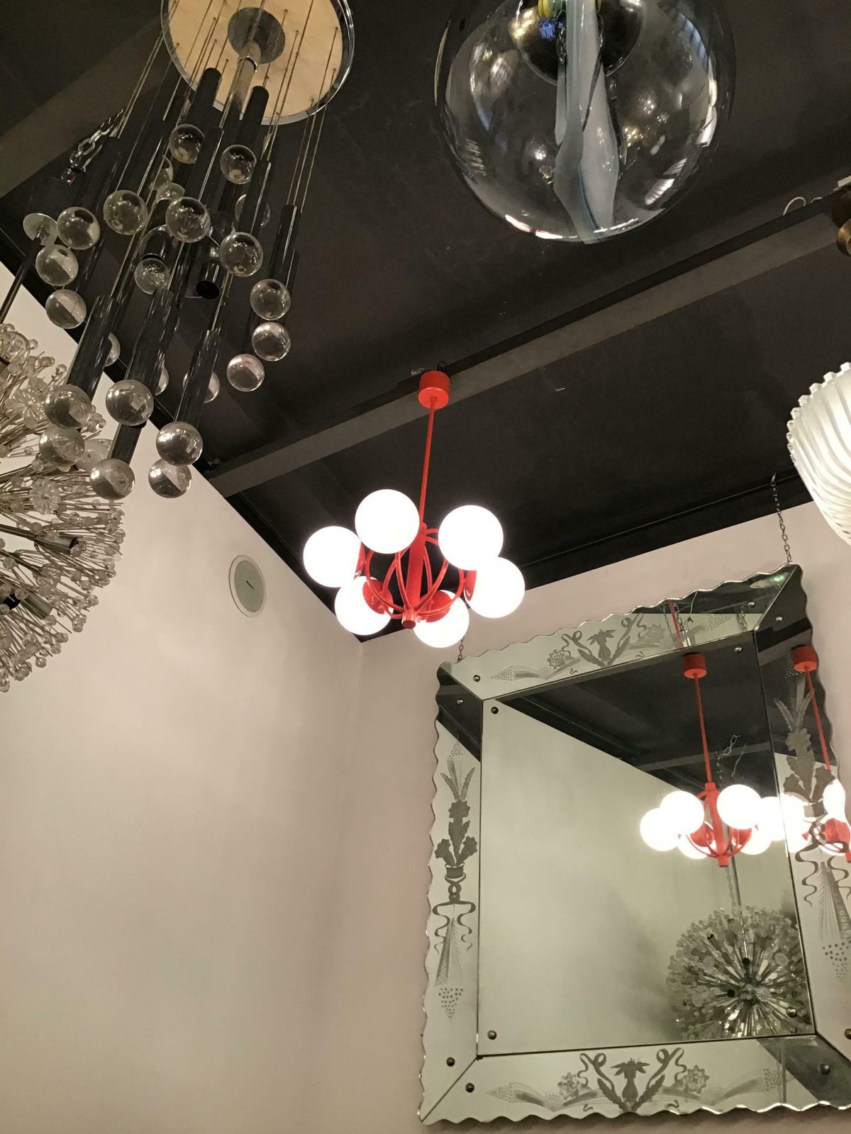 Kaiser Leuchten Chandelier Opaline Glass Metal 1970, Germany photo vinterior
