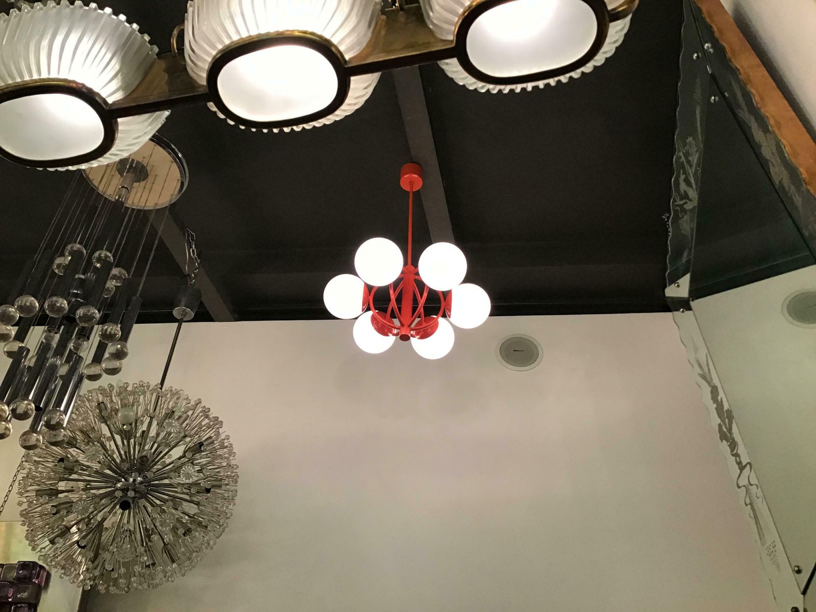 Lighting Kaiser Leuchten Chandelier Opaline Glass Metal 1970, Germany photo