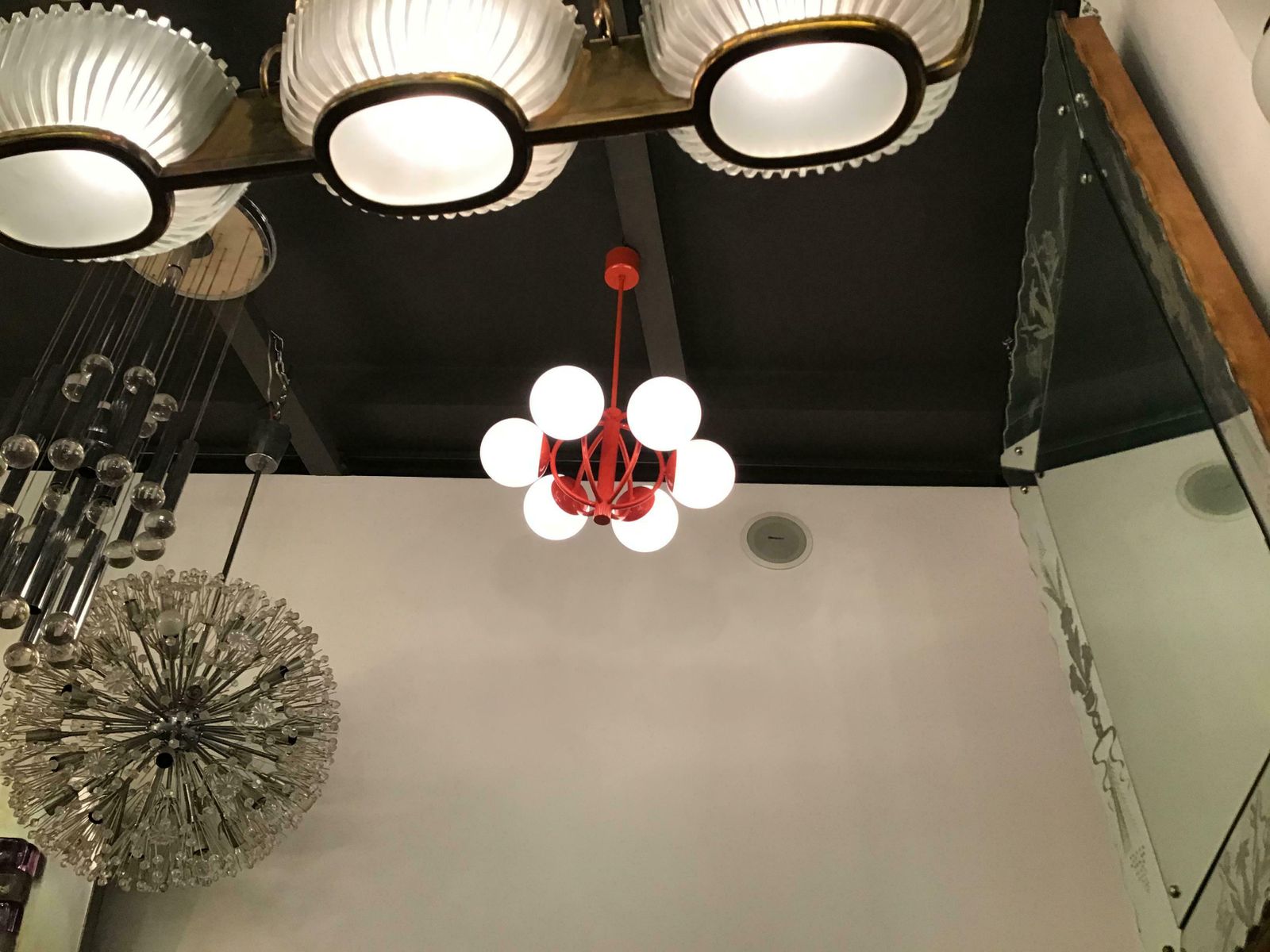 photo buy Kaiser Leuchten Chandelier Opaline Glass Metal 1970, Germany