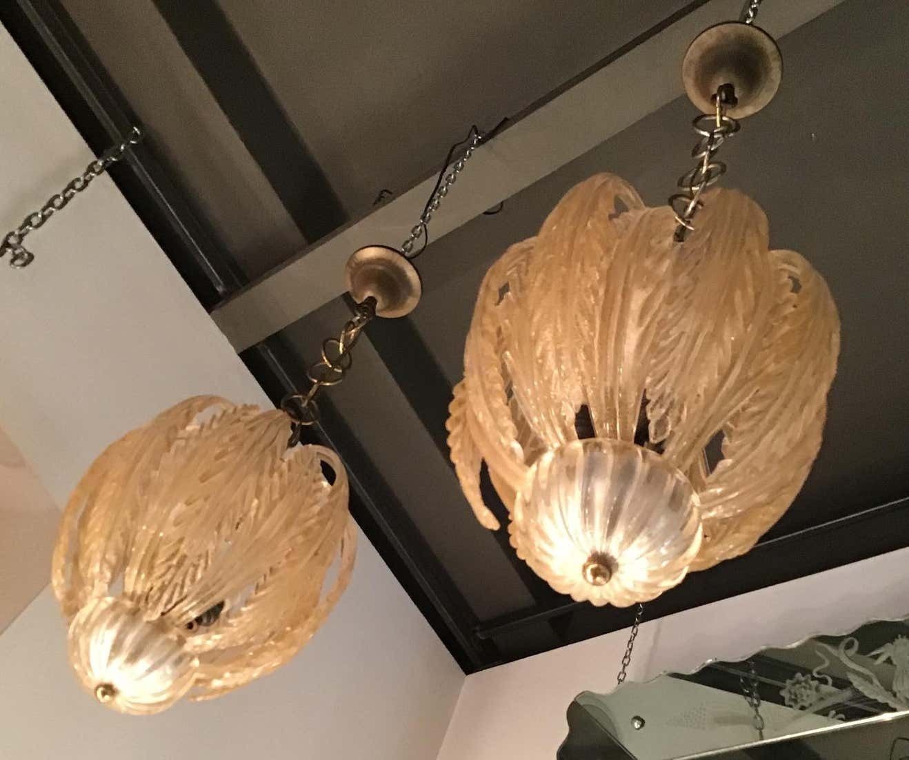 Seguso Chandeliers Murano Glass Gold, 1930, Italy photo vintage