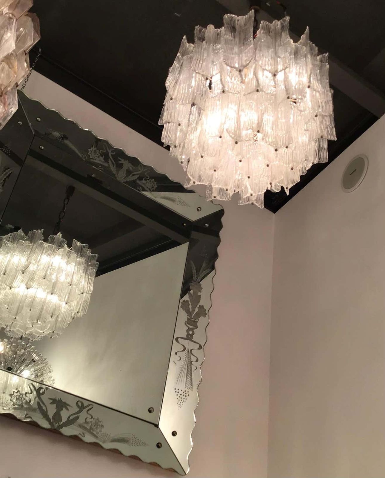 Venini Chandelier “Toni Zuccheri “Murano Glass Metal Crome Iron, 1950, Italy photo vinterior