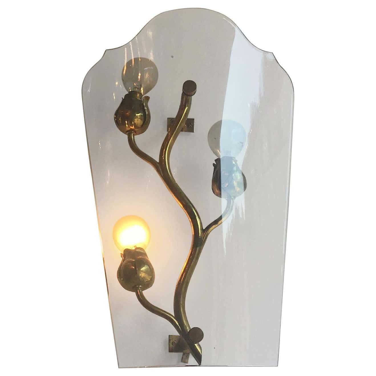 Luigi Brusotti Appliques Brass Glass, 1940, Italy