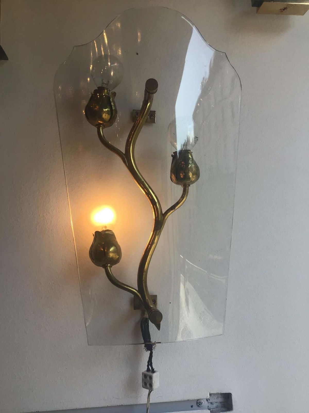 Luigi Brusotti Appliques Brass Glass, 1940, Italy photo 2264.0