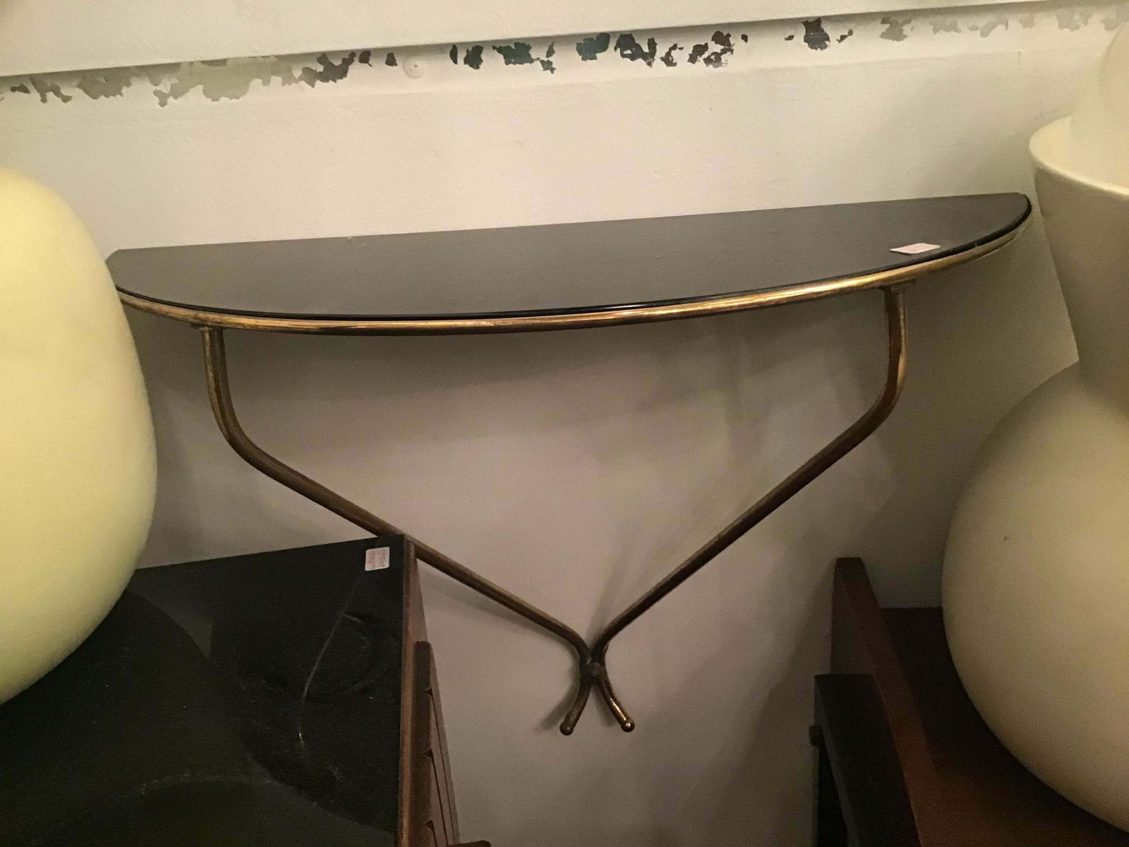 Guglielmo Ulrich Couple Consolle Wall Brass Opaline Glass 1945 Italy photo vinterior