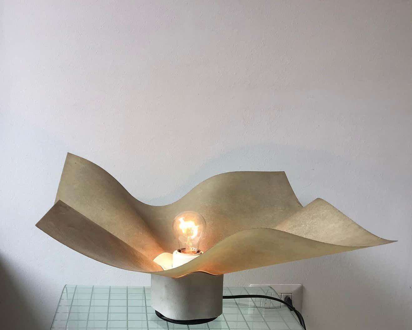 Mario Bellini Table Lamp Parchment Porcelain Metal, 1970, Italy photo furniture