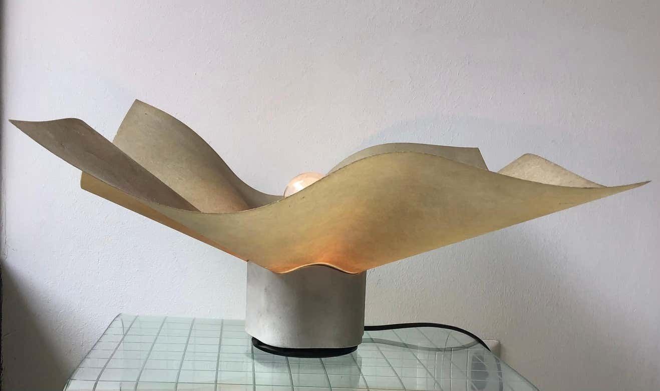 photo furniture Mario Bellini Table Lamp Parchment Porcelain Metal, 1970, Italy