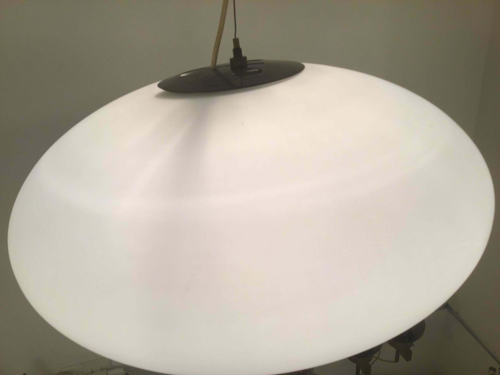 Lighting Stilnovo Chandelier Brass Opaline Glass 1950 Italy photo