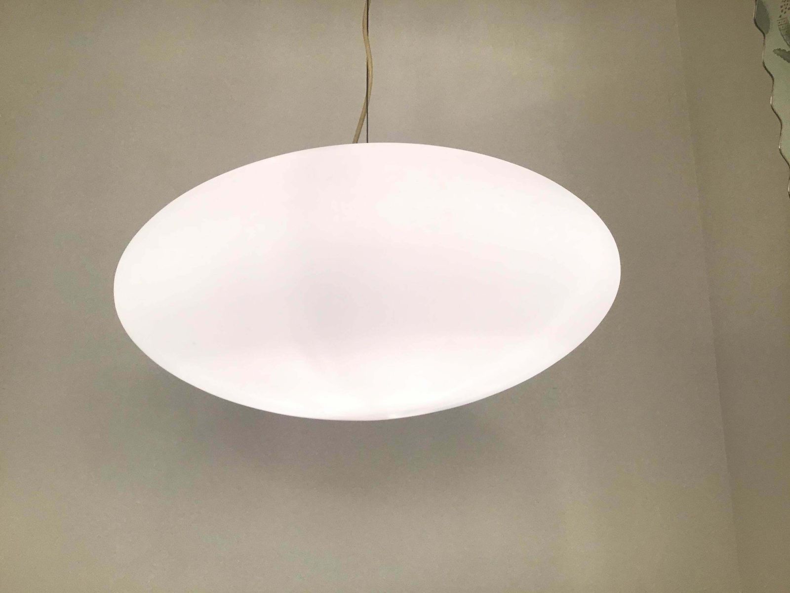 3442.0 Stilnovo Chandelier Brass Opaline Glass 1950 Italy photo