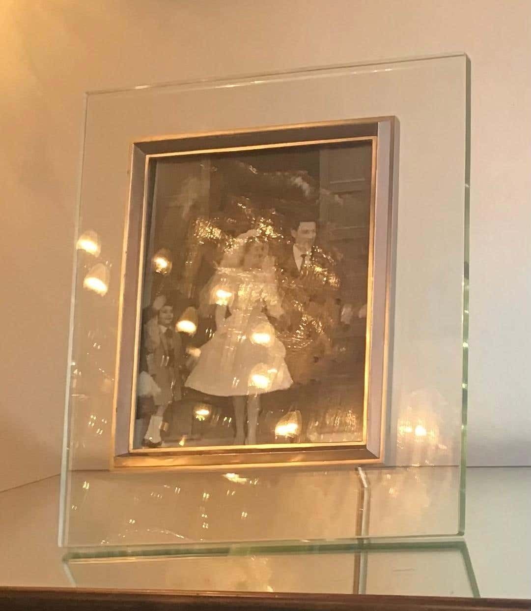 Fontana Arte Frame Glass Metal Crome 1960 Italy photo Art