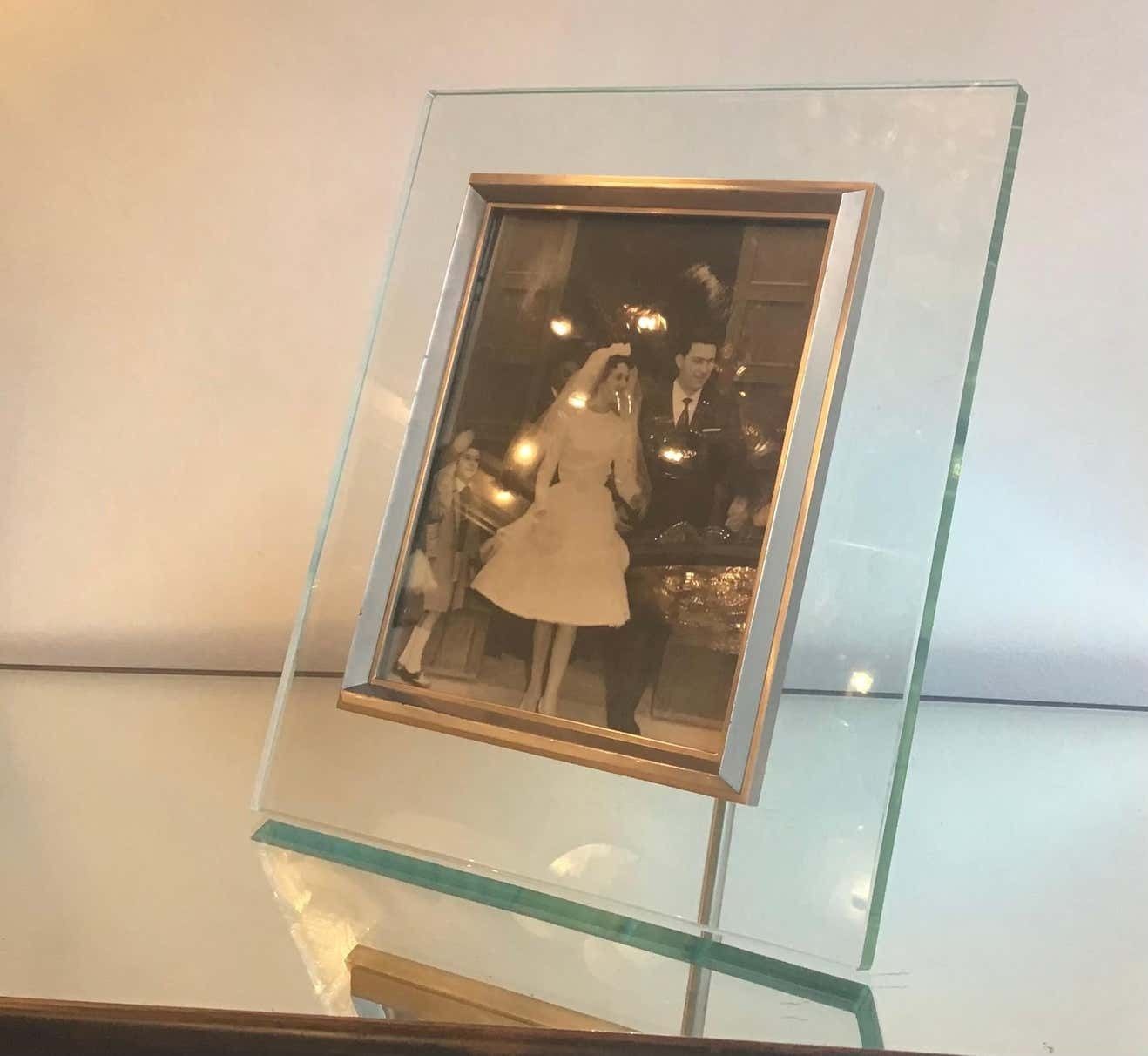 Fontana Arte Frame Glass Metal Crome 1960 Italy photo buy