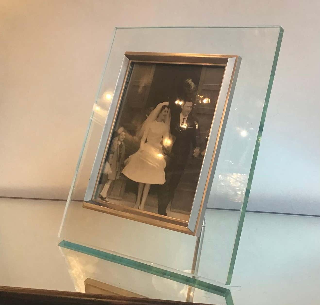Fontana Arte Frame Glass Metal Crome 1960 Italy photo vintage