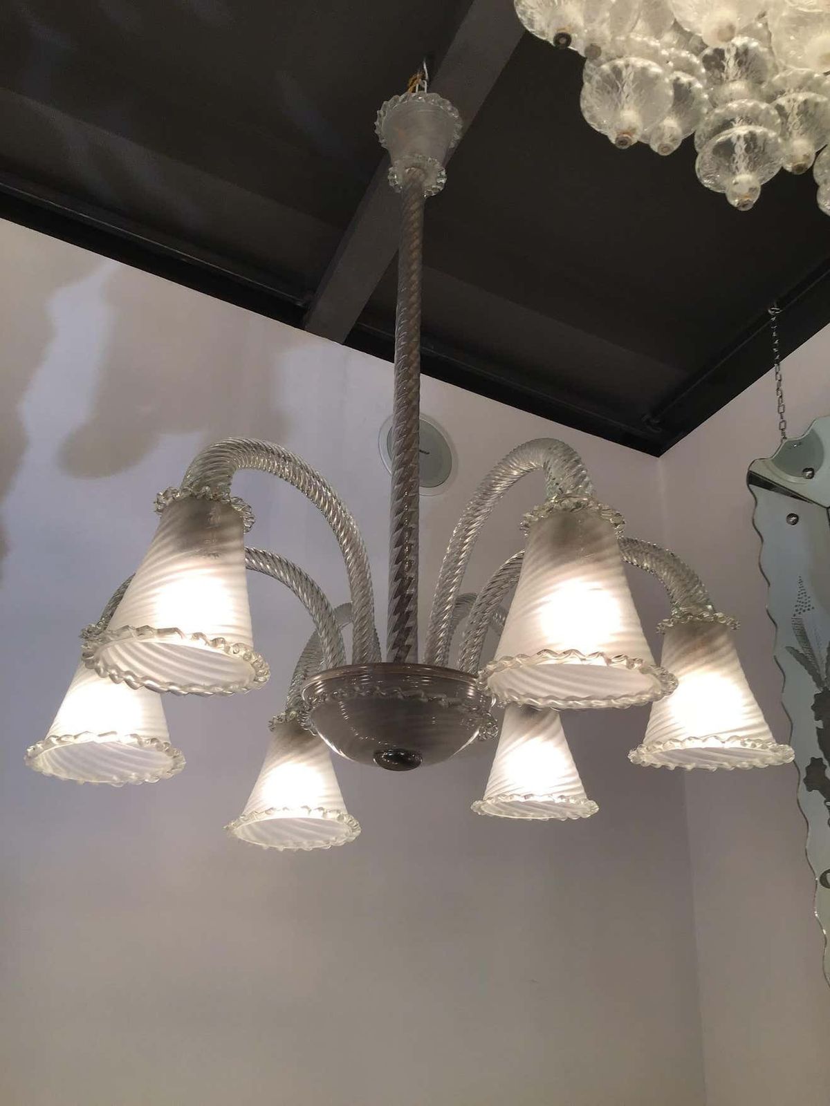 photo furniture Seguso, Chandelier 6 Lights Murano Glass, 1940