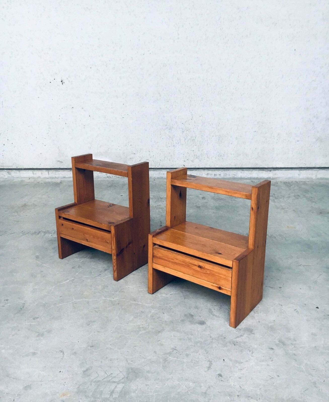 Mid Century Scandinavisch Design Grenen Nachtkastjesset, Jaren 1960, Zweden photo furniture