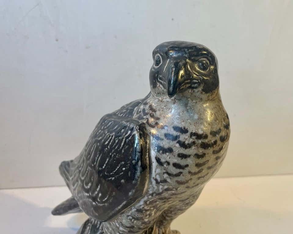 Royal Copenhagen Large Stoneware Falcon By Knud Kyhn, Danish, 1950s photo vintage